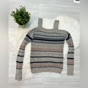 Maurices Stripped Knit Cold Shoulder Sweater